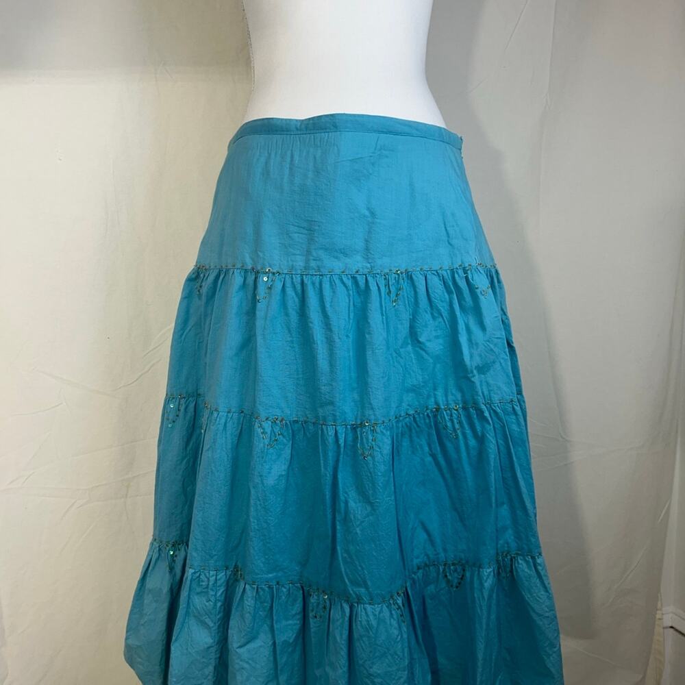 Vintage Tiered Western castle core midi skirt Coachella Boho with Bling Sz M‎